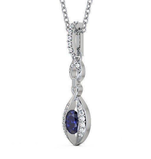 Drop Style Blue Sapphire and Diamond 0.69ct Pendant 9K White Gold - Ingoe PNT25GEM_WG_BS_THUMB1