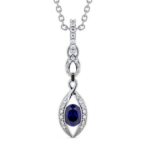  Drop Style Blue Sapphire and Diamond 0.69ct Pendant 18K White Gold - Ingoe PNT25GEM_WG_BS_THUMB2 