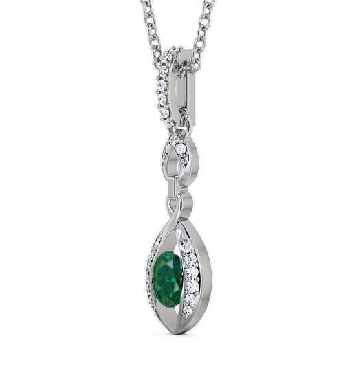 Drop Style Emerald and Diamond 0.61ct Pendant 18K White Gold - Ingoe PNT25GEM_WG_EM_THUMB1 
