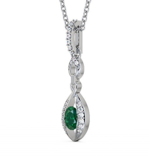 Drop Style Emerald and Diamond 0.61ct Pendant 18K White Gold PNT25GEM_WG_EM_THUMB1