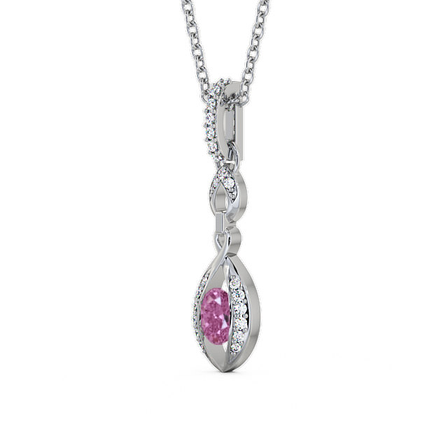 Drop Style Pink Sapphire and Diamond 0.69ct Pendant 9K White Gold - Ingoe PNT25GEM_WG_PS_THUMB2