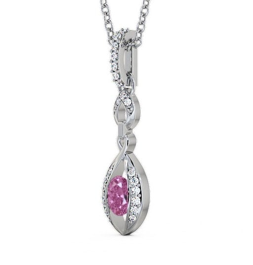 Drop Style Pink Sapphire and Diamond 0.69ct Pendant 9K White Gold - Ingoe PNT25GEM_WG_PS_THUMB1