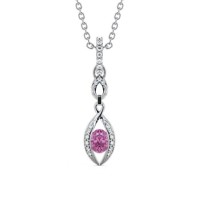 Drop Style Pink Sapphire and Diamond 0.69ct Pendant 18K White Gold - Ingoe PNT25GEM_WG_PS_THUMB2
