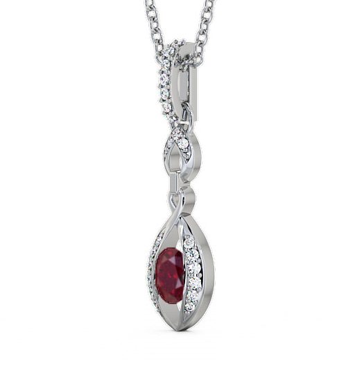 Drop Style Ruby and Diamond 0.69ct Pendant 18K White Gold PNT25GEM_WG_RU_THUMB1 