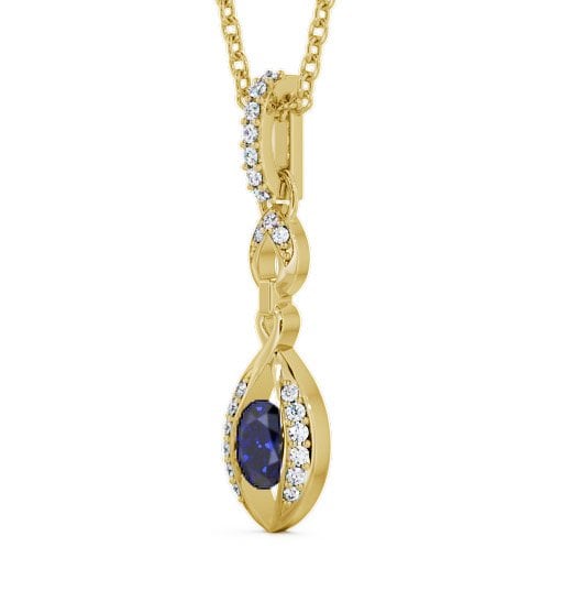  Drop Style Blue Sapphire and Diamond 0.69ct Pendant 9K Yellow Gold - Ingoe PNT25GEM_YG_BS_THUMB1 