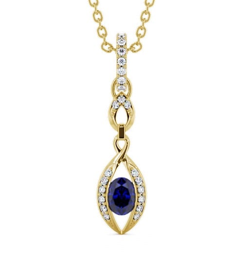 Drop Style Blue Sapphire and Diamond 0.69ct Pendant 18K Yellow Gold - Ingoe PNT25GEM_YG_BS_THUMB2 