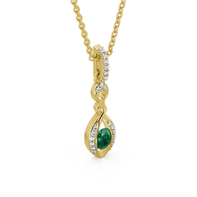Drop Style Emerald and Diamond 0.61ct Pendant 9K Yellow Gold - Ingoe PNT25GEM_YG_EM_THUMB2