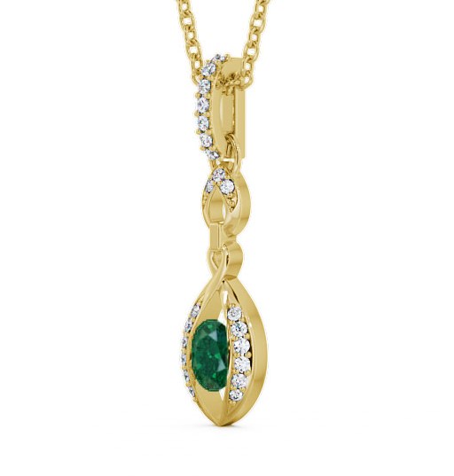  Drop Style Emerald and Diamond 0.61ct Pendant 18K Yellow Gold - Ingoe PNT25GEM_YG_EM_THUMB1 