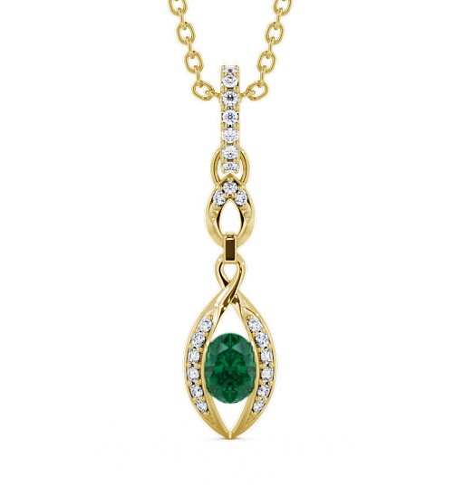  Drop Style Emerald and Diamond 0.61ct Pendant 18K Yellow Gold - Ingoe PNT25GEM_YG_EM_THUMB2 