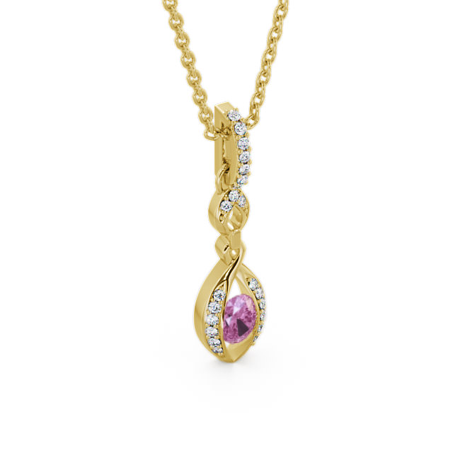 Drop Style Pink Sapphire and Diamond 0.69ct Pendant 9K Yellow Gold - Ingoe PNT25GEM_YG_PS_THUMB2