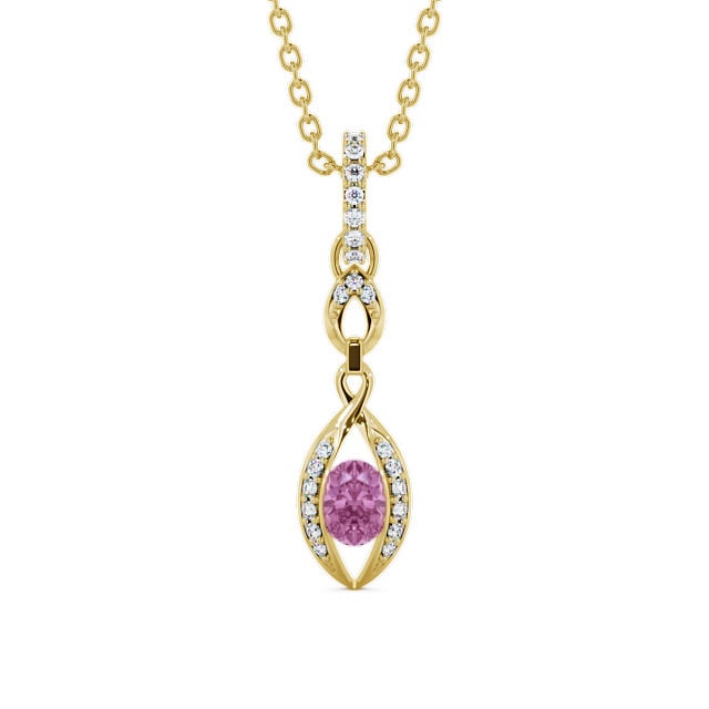 Drop Style Pink Sapphire and Diamond 0.69ct Pendant 9K Yellow Gold - Ingoe PNT25GEM_YG_PS_THUMB2