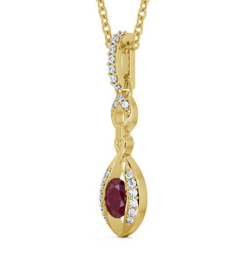 Drop Style Ruby and Diamond 0.69ct Pendant 9K Yellow Gold PNT25GEM_YG_RU_THUMB1