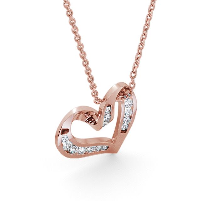Heart Shaped Diamond 0.37ct Pendant 9K Rose Gold - Dalfali PNT27_RG_FLAT