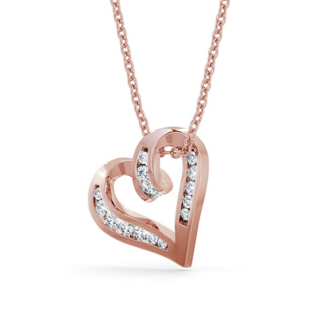 Heart Shaped Diamond 0.37ct Pendant 18K Rose Gold - Dalfali PNT27_RG_SIDE