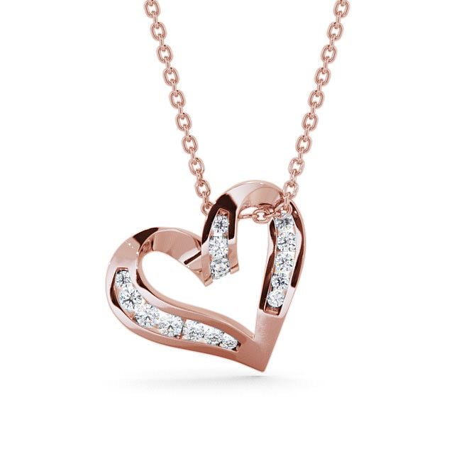 Heart Shaped Diamond 0.37ct Pendant 18K Rose Gold - Dalfali PNT27_RG_UP