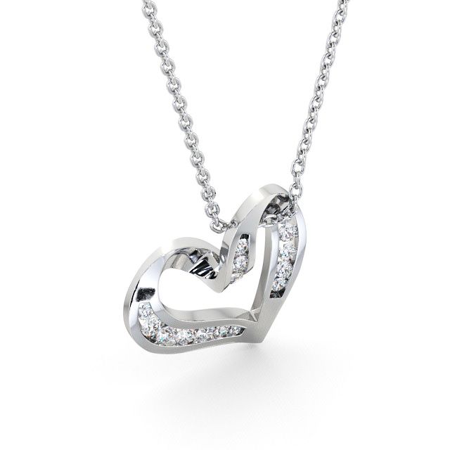 Heart Shaped Diamond 0.37ct Pendant 9K White Gold - Dalfali PNT27_WG_FLAT