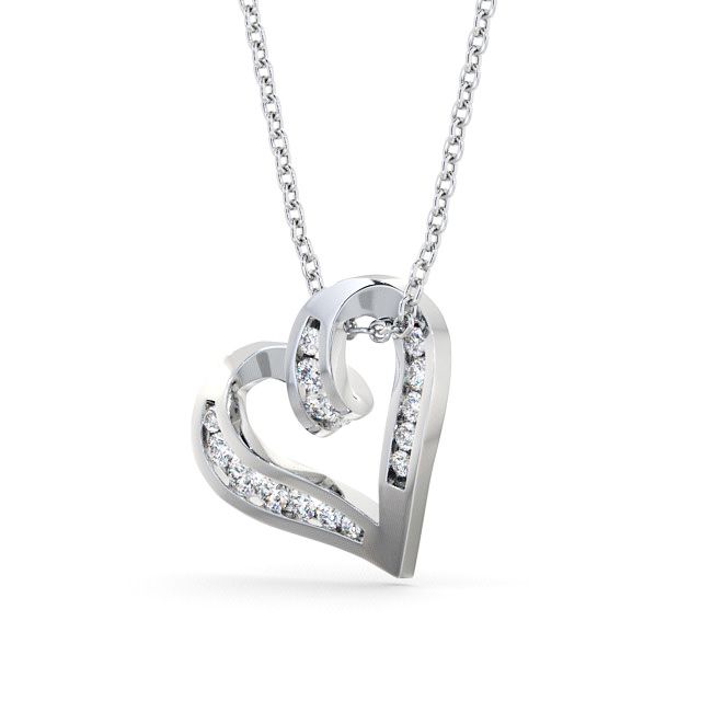 Heart Shaped Diamond 0.37ct Pendant 9K White Gold - Dalfali PNT27_WG_SIDE