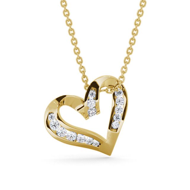 Heart Shaped Diamond 0.37ct Pendant 9K Yellow Gold - Dalfali PNT27_YG_UP