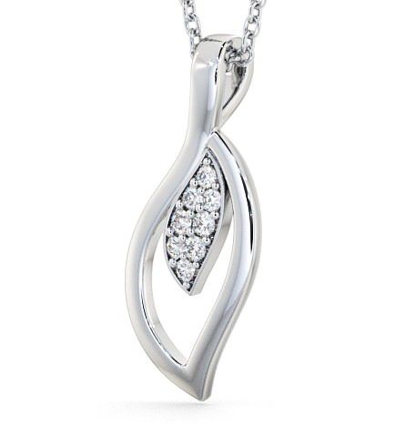 Leaf Shaped Round Diamond Pendant 18K White Gold PNT28_WG_THUMB1 