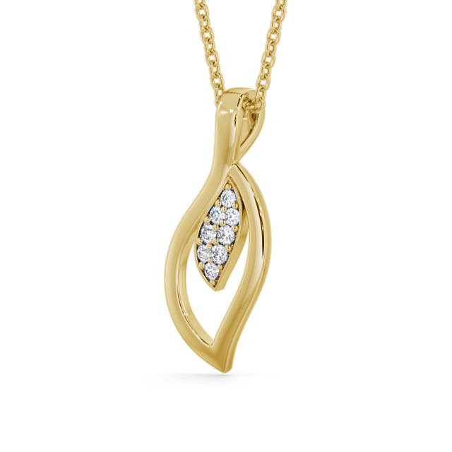 Leaf Shaped Diamond Pendant 9K Yellow Gold - Laverley PNT28_YG_SIDE