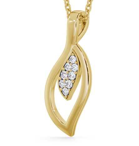 Leaf Shaped Round Diamond Pendant 9K Yellow Gold PNT28_YG_THUMB1 