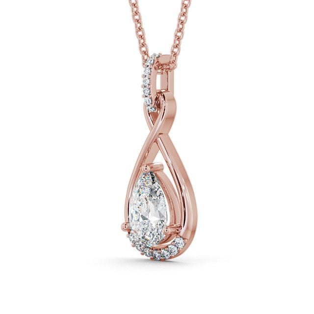 Drop Pear Diamond Pendant 9K Rose Gold - Anmer PNT29_RG_SIDE