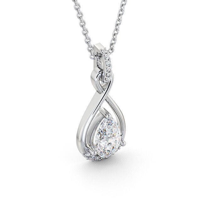 Drop Pear Diamond Pendant 18K White Gold - Anmer PNT29_WG_FLAT