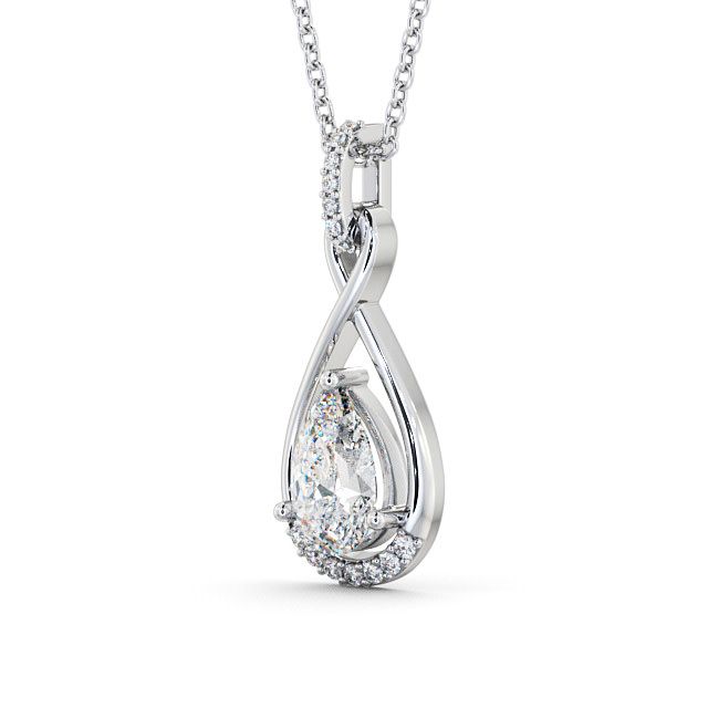 Drop Pear Diamond Pendant 18K White Gold - Anmer PNT29_WG_SIDE