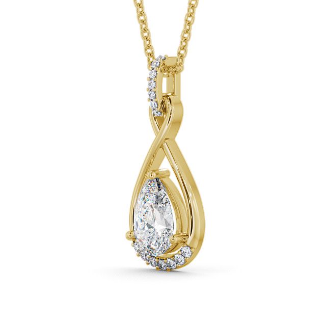 Drop Pear Diamond Pendant 9K Yellow Gold - Anmer PNT29_YG_SIDE