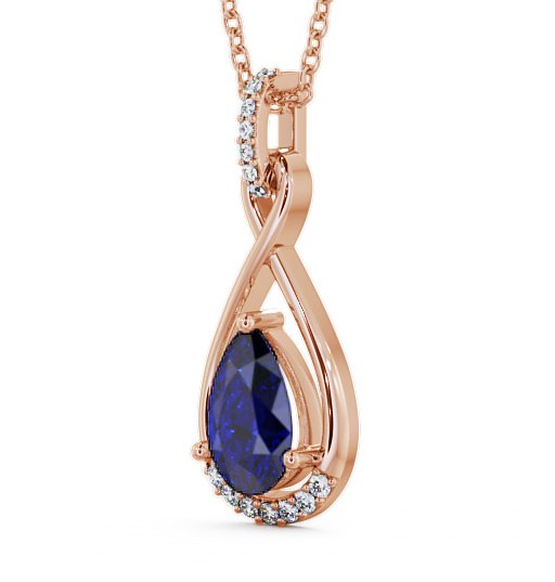  Drop Style Blue Sapphire and Diamond 1.95ct Pendant 9K Rose Gold - Anmer PNT29GEM_RG_BS_THUMB1 