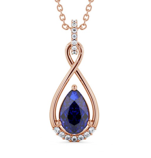  Drop Style Blue Sapphire and Diamond 1.95ct Pendant 9K Rose Gold - Anmer PNT29GEM_RG_BS_THUMB2 
