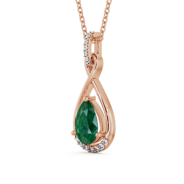 Drop Style Emerald and Diamond 1.80ct Pendant 18K Rose Gold - Anmer
