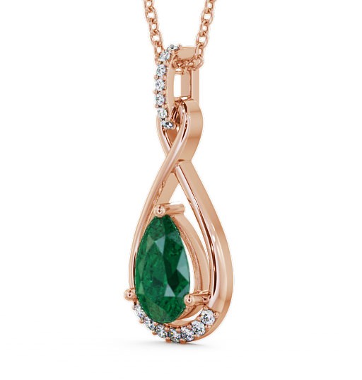  Drop Style Emerald and Diamond 1.80ct Pendant 9K Rose Gold - Anmer PNT29GEM_RG_EM_THUMB1 