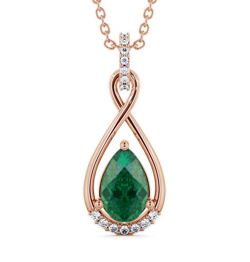  Drop Style Emerald and Diamond 1.80ct Pendant 9K Rose Gold - Anmer PNT29GEM_RG_EM_THUMB2 