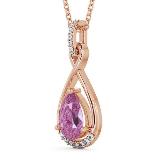 Drop Style Pink Sapphire and Diamond 1.95ct Pendant 18K Rose Gold - Anmer PNT29GEM_RG_PS_THUMB1