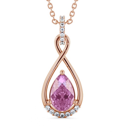  Drop Style Pink Sapphire and Diamond 1.95ct Pendant 9K Rose Gold - Anmer PNT29GEM_RG_PS_THUMB2 