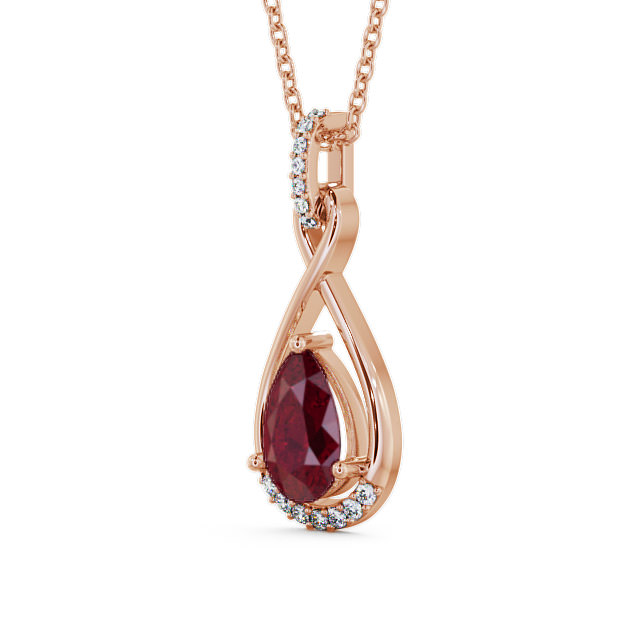 Drop Style Ruby and Diamond 1.95ct Pendant 18K Rose Gold - Anmer PNT29GEM_RG_RU_THUMB2