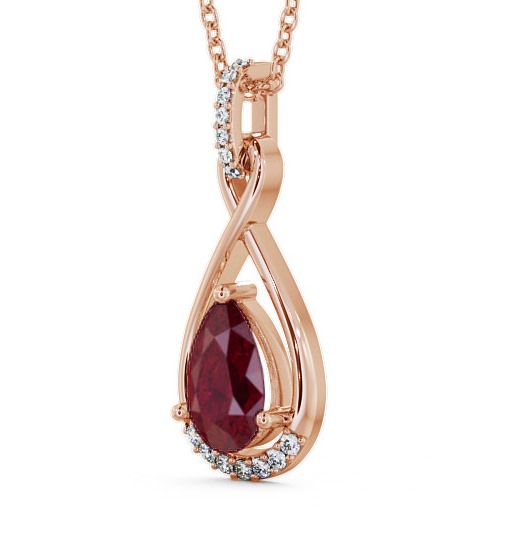 Drop Style Ruby and Diamond 1.95ct Pendant 9K Rose Gold PNT29GEM_RG_RU_THUMB1