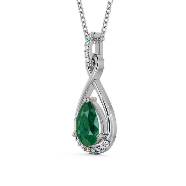 Drop Style Emerald and Diamond 1.80ct Pendant 18K White Gold - Anmer PNT29GEM_WG_EM_THUMB2