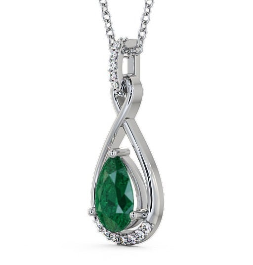 Drop Style Emerald and Diamond 1.80ct Pendant 18K White Gold - Anmer PNT29GEM_WG_EM_THUMB1