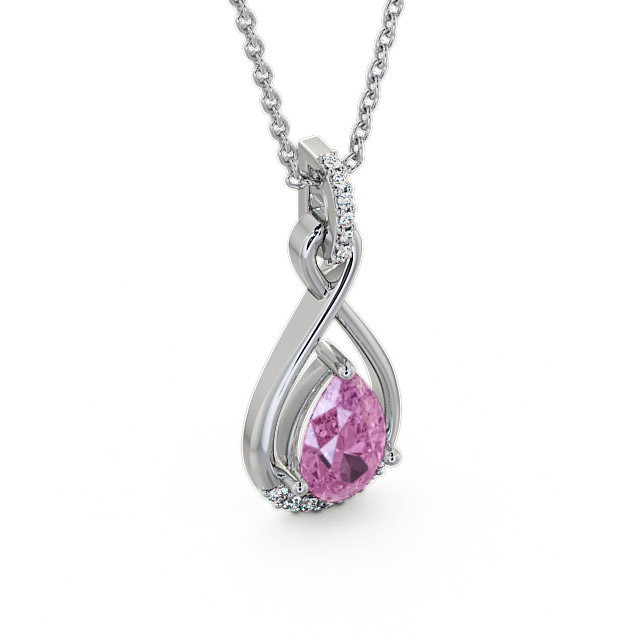 Drop Style Pink Sapphire and Diamond 1.95ct Pendant 9K White Gold - Anmer PNT29GEM_WG_PS_THUMB2