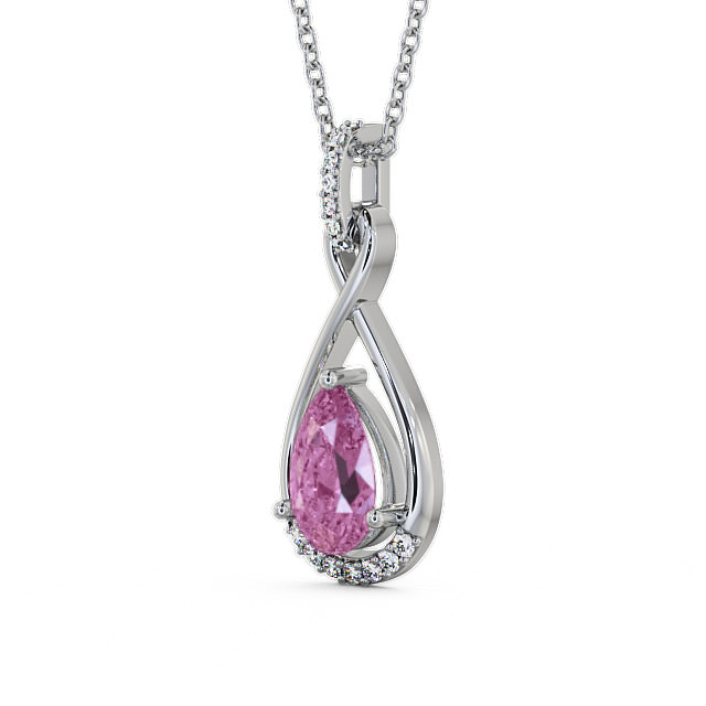 Drop Style Pink Sapphire and Diamond 1.95ct Pendant 9K White Gold - Anmer