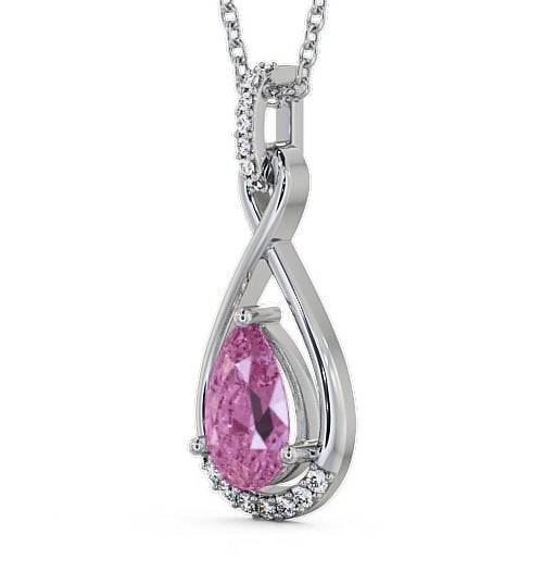 Drop Style Pink Sapphire and Diamond 1.95ct Pendant 9K White Gold - Anmer PNT29GEM_WG_PS_THUMB1