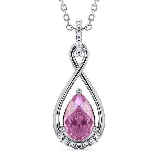  Drop Style Pink Sapphire and Diamond 1.95ct Pendant 18K White Gold - Anmer PNT29GEM_WG_PS_THUMB2 