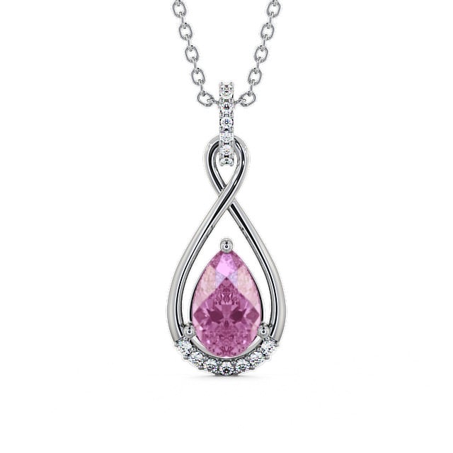Drop Style Pink Sapphire and Diamond 1.95ct Pendant 18K White Gold - Anmer PNT29GEM_WG_PS_THUMB2