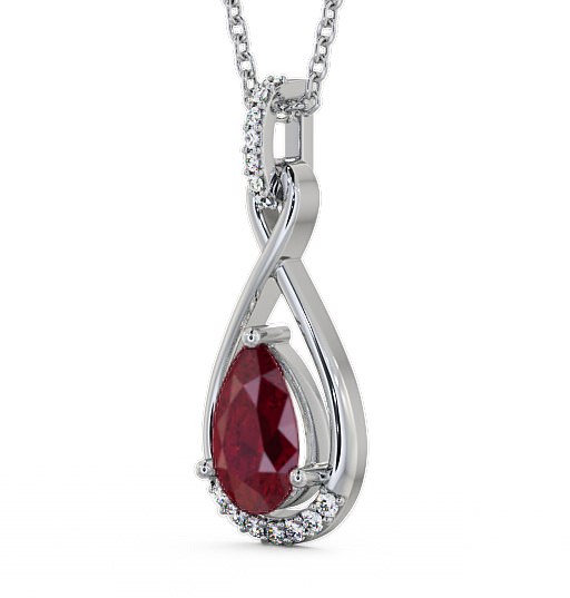 Drop Style Ruby and Diamond 1.95ct Pendant 9K White Gold - Anmer PNT29GEM_WG_RU_THUMB1