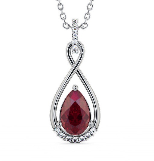  Drop Style Ruby and Diamond 1.95ct Pendant 9K White Gold - Anmer PNT29GEM_WG_RU_THUMB2 