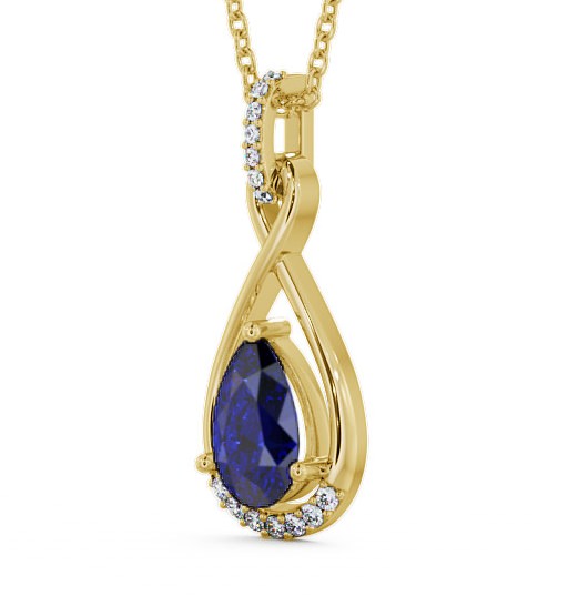 Drop Style Blue Sapphire and Diamond 1.95ct Pendant 9K Yellow Gold - Anmer PNT29GEM_YG_BS_THUMB1