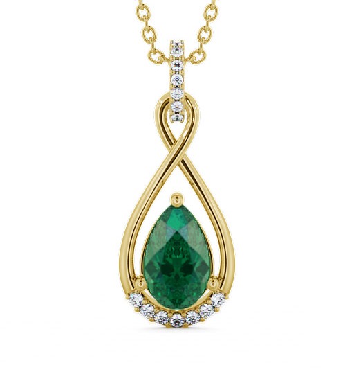 Drop Style Emerald and Diamond 1.80ct Pendant 9K Yellow Gold PNT29GEM_YG_EM_THUMB2 