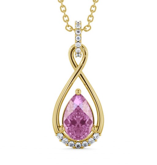  Drop Style Pink Sapphire and Diamond 1.95ct Pendant 18K Yellow Gold - Anmer PNT29GEM_YG_PS_THUMB2 